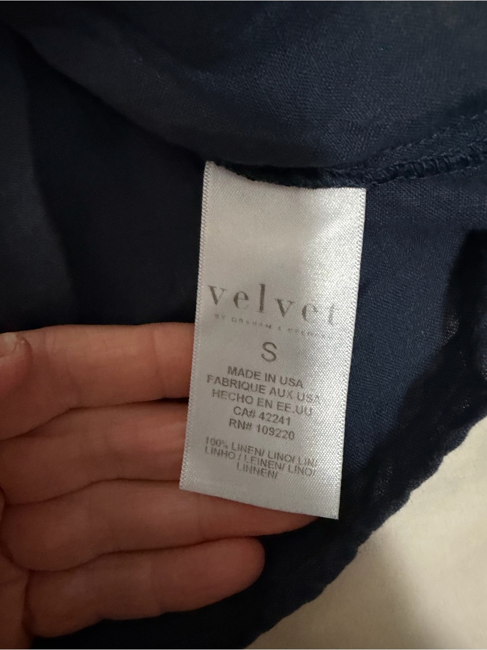 Velvet by Graham & Spencer Navy Blue Linen Cap Sleeve Tunic Top Small - Picture 4 of 5